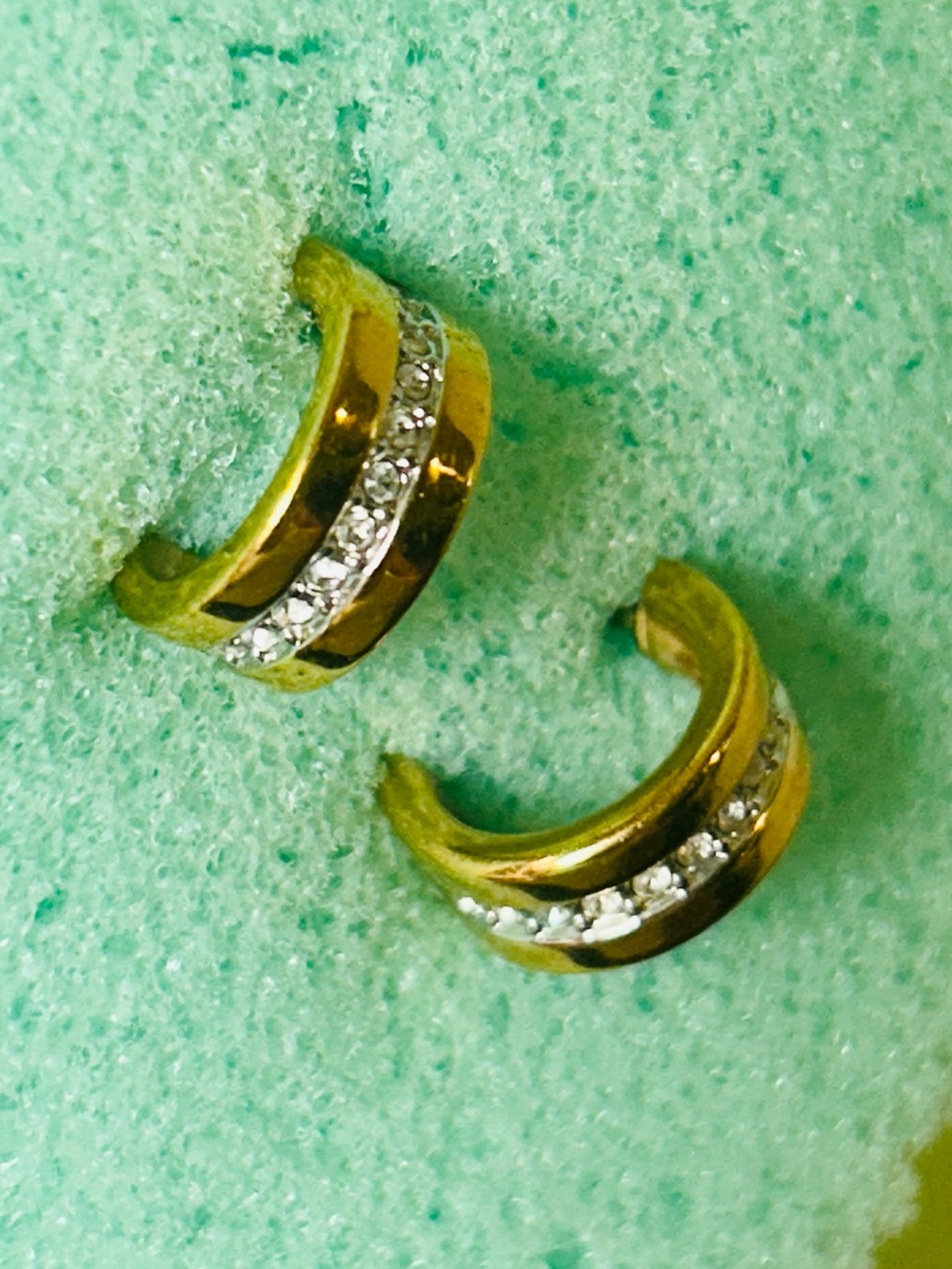 Gold-Tone Crystal Huggie Earrings in Gold